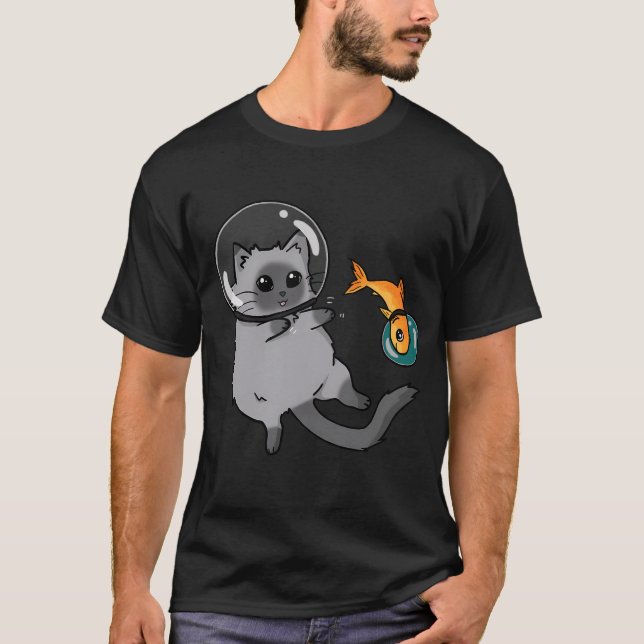 rymdkatt och rymdfisk t shirt (Framsida)