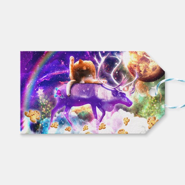 Rymdkatt slickar sig själv presentetikett (Framsidan (Horisontell))