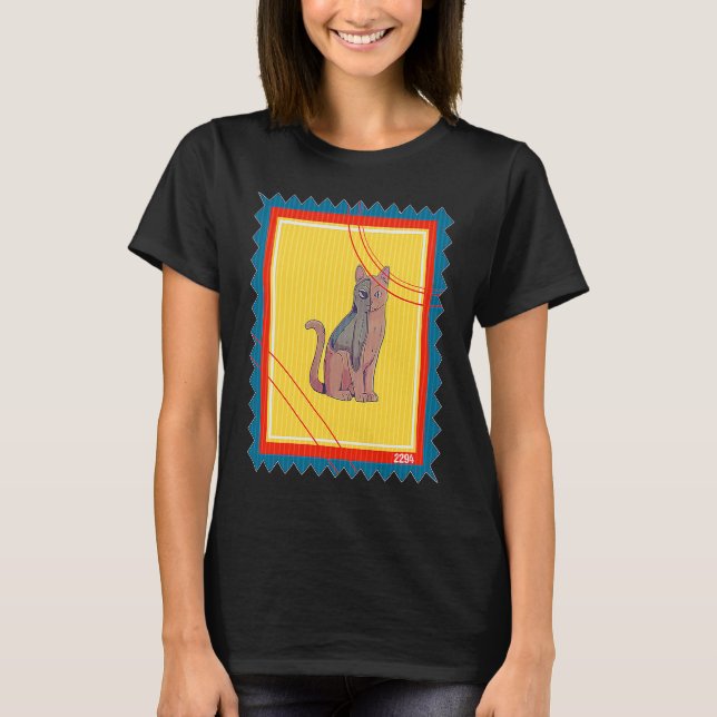 Rymdkattafrimärksutrymmningsalien T Shirt (Framsida)