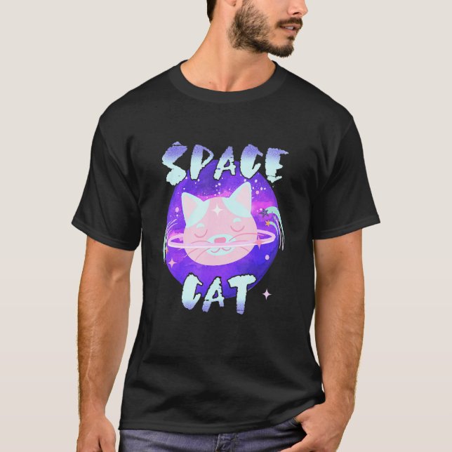 Rymdkattegrafik T Shirt (Framsida)
