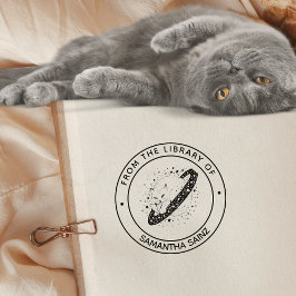 Rymdkatten Från Biblioteket Av Bok Självfärgande Stämpel