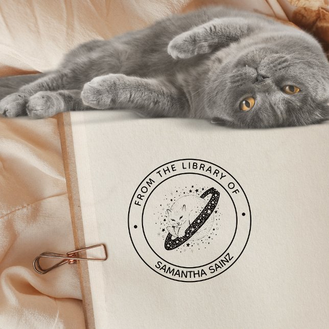 Rymdkatten Från Biblioteket Av Bok Självfärgande Stämpel (Skapare uppladdad)