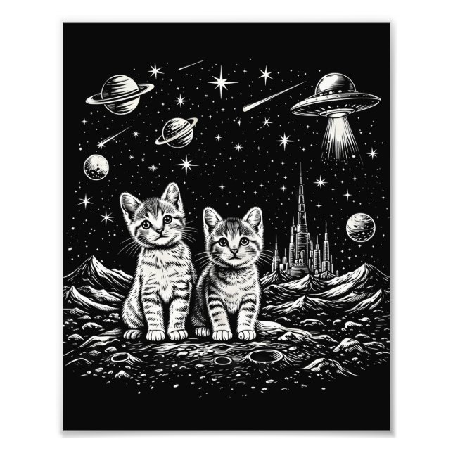 Rymdkatter Katter i Kosmos Fototryck (Framsidan)