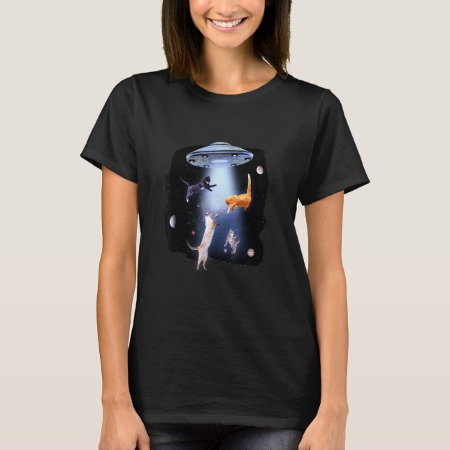 Rymdkatter med UFO T Shirt (Framsida)