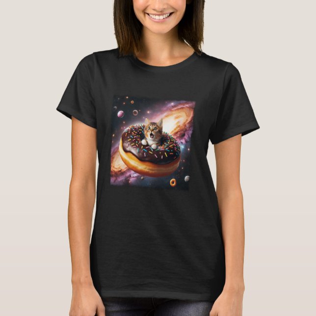 Rymdkatthästrulle Rolig Munk Söt För Älskare T Shirt (Framsida)