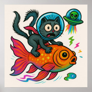 Rymdkattridande fisk Poster