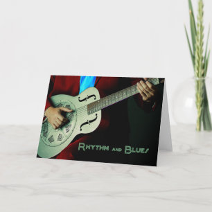 Rymdkort och blått Guitar Greeting Card Kort