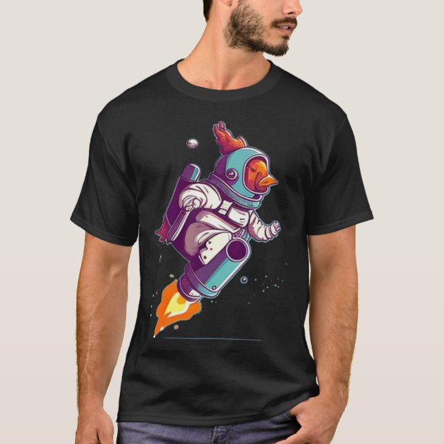 Rymdkyckling med rymddräkt t shirt (Framsida)