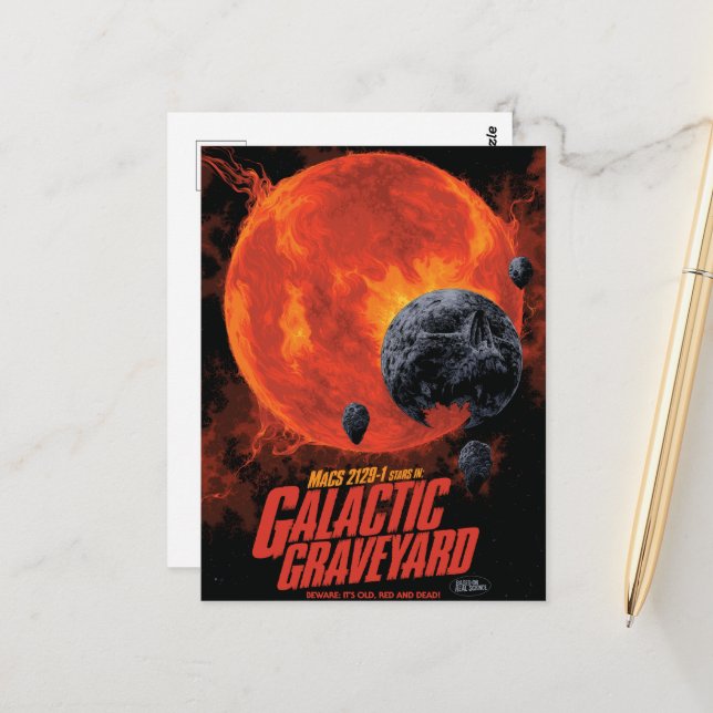 Rymdkyrkogård Skalle Halloween Galax av skräck Vykort (Fram/Back In Situ)
