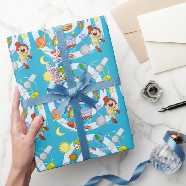 Rymdman vs. Alien Glansigt Presentpapper, 76 cm x  Presentpapper (Gifting)
