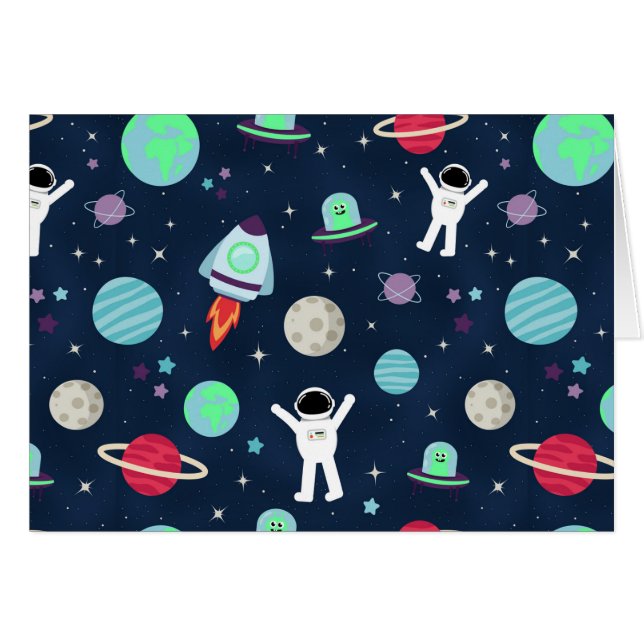Rymdmönsterillustration Hälsningskort (Framsidan Horizontal)