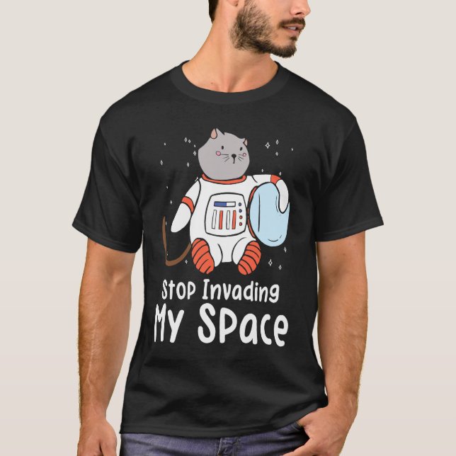 Rymdmullrande katt astronaut katt rymdskepp t shirt (Framsida)