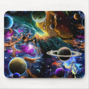 Rymdnebula och planeter musmatta