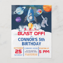 Rymdparty Astronaut Födelsedagsinbjudan Vykort