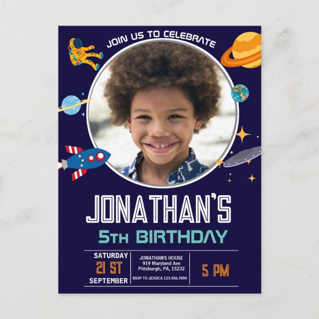 Rymdparty för astronauter vykort (Framsida)