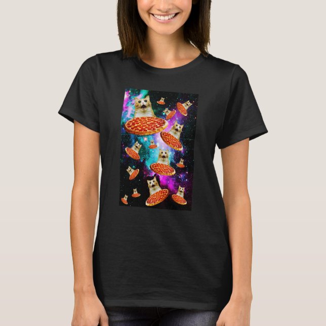 Rymdpizzakattastronautliten kattSarkasmMatgala T Shirt (Framsida)