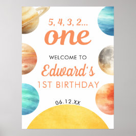 Rymdplaneter 1-års födelsedags välkomstskylt poster