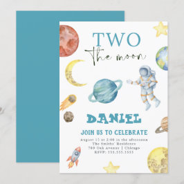 Rymdplaneter 2-års födelsedagsinbjudan inbjudningar