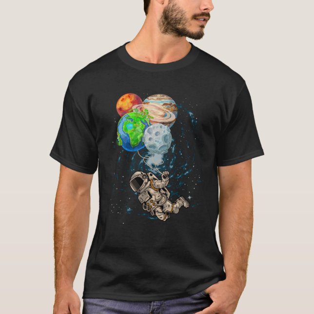 Rymdplaneter Bubblor Birthday Astronaut T Shirt (Framsida)