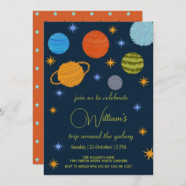 Rymdplaneter Galaxy Stars Boy Shower Inbjudningar