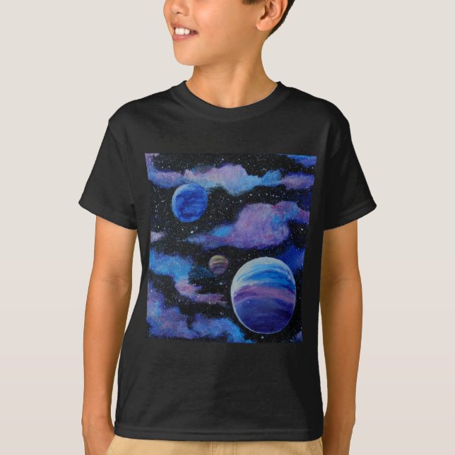 Rymdplaneter Nebula Art T Shirt (Framsida)