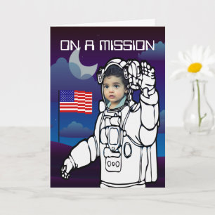 Rymdpojken Astronaut På Månen Födelsedag Kort