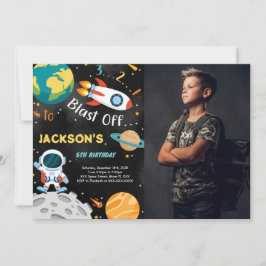 Rymdpojkens födelsedagsinbjudningar med foto inbjudningar