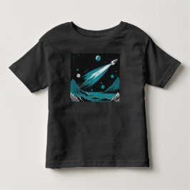 Rymdraket – Grå & Blå T-Shirt för Småbarn