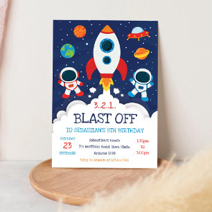 Rymdraket Rymdskepp Astronaut Galax Födelsedag Inbjudningar
