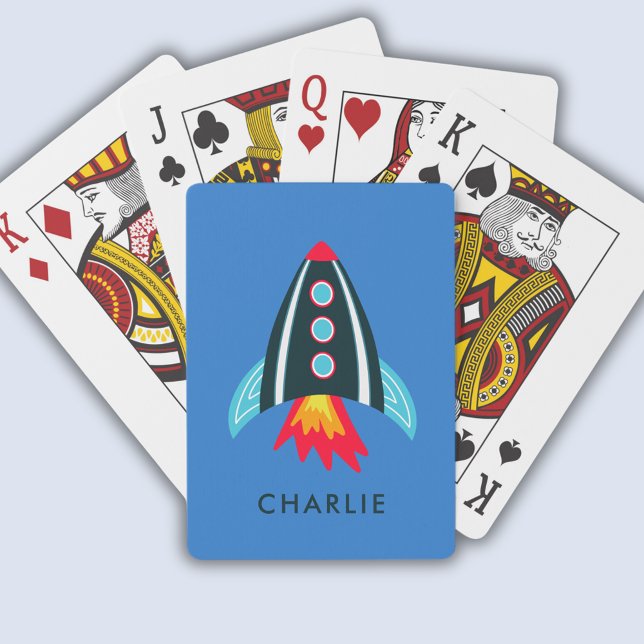 Rymdraketbarn Casinokort (Space rocket personalized playing cards)