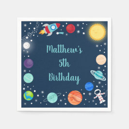 Rymdraketens Frakt Astronaut Planets Birthday Pappersservett