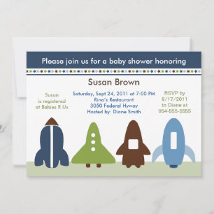 Rymdraketer Baby Shower Inbjudan