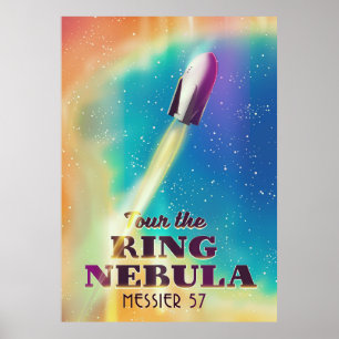 Rymdreseaffischen i Ring Nebula (Messier 57). Poster