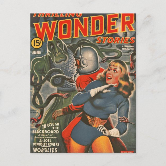 Rymdresenärer attackerade av Tentacle monster Vykort (Framsida)