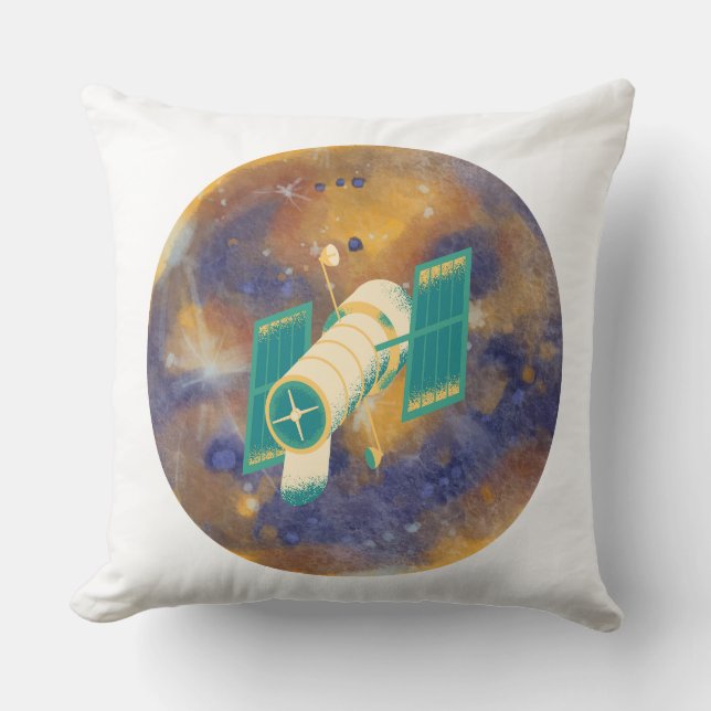 Rymdsatellit som kretsar runt kosmisk planet cirku kudde (Framsida)