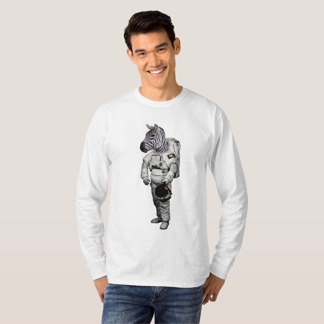 Rymdsebra Långärmad T-Shirt (Hel framsida)
