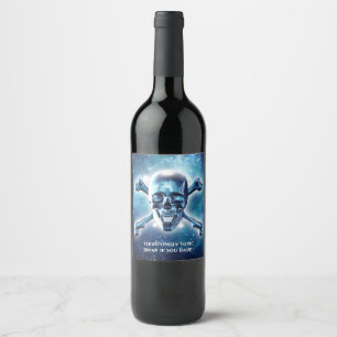 Rymdskalle. Anpassad Vin-etikett. Vinflaska Etikett