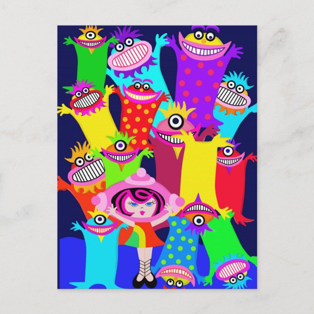 rymdskepp Betty och Magiska Monsters Vykort (Framsida)