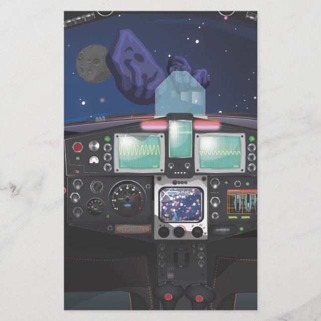 Rymdskepp cockpit serie brevpapper (Framsida)