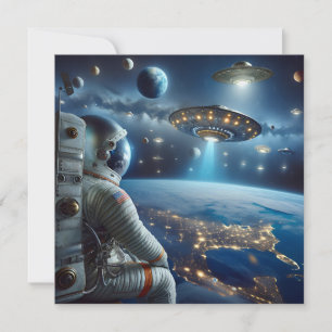 Rymdskepp och en astronaut i yttre rymden kort