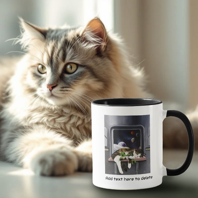 Rymdskepp Tabby Katt Grön Alien Gosedjur Sci-Fi Mugg (Skapare uppladdad)