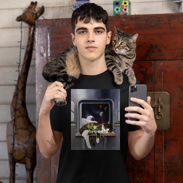 Rymdskepp Tabby Katt Grön Alien Gosedjur Sci-Fi T Shirt (Skapare uppladdad)