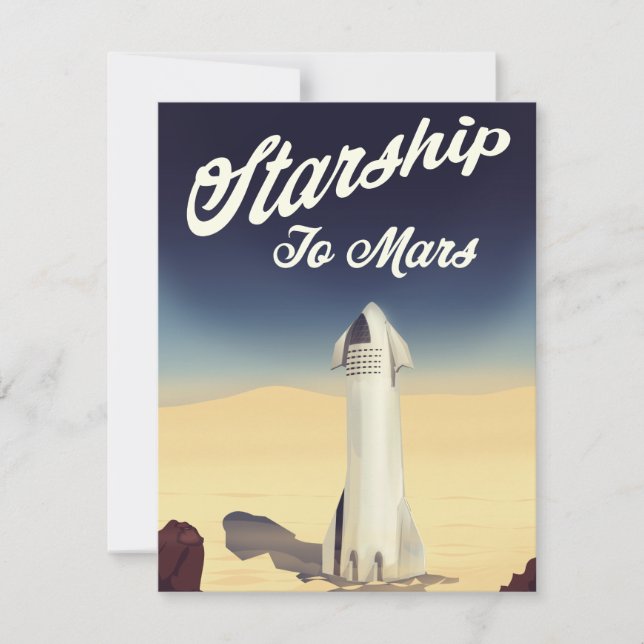 Rymdskepp till Mars vintage rymdresa. (Framsida)