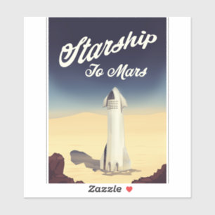 Rymdskepp till Mars vintage rymdresa. Klistermärken