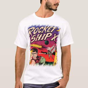 Rymdskepp X Vintage Sci-Fi Serietidningsomslag Tee Shirt