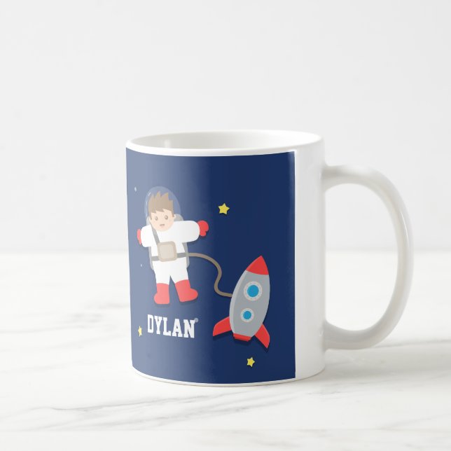 Rymdskepp Yttre Rymden Liten Astronaut För Barn Kaffemugg (Höger)