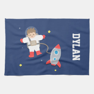 Rymdskepp Yttre Rymden Liten Astronaut För Barn Kökshandduk