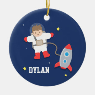 Rymdskepp Yttre Rymden Liten Astronaut Pojkrum Julgransprydnad Keramik