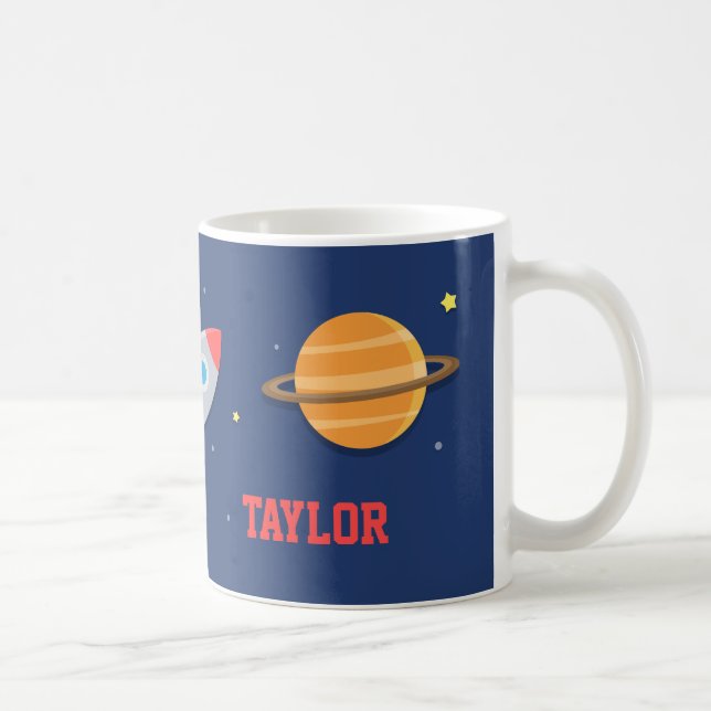 Rymdskepp, Yttre rymden, Planeter, För pojkar Kaffemugg (Höger)
