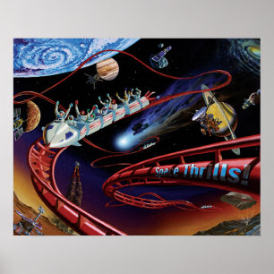 Rymdspänning Kosmisk Berg-och-dalbana Artistkoncep Poster